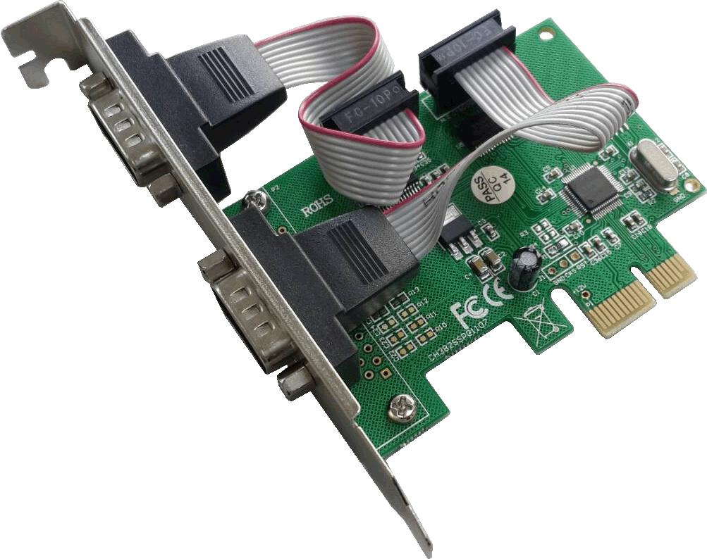 Placa PCIe 2 seriais RS232 (DB9M) - Full 120mm + Slim 80mm - Baixo custo
