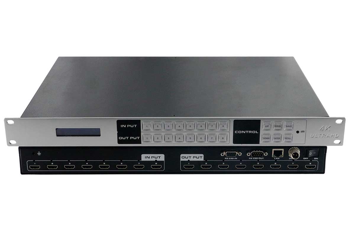 Matrix HDMI 8x8 4K30, rack 1U, EDID, TCP/IP, RS232