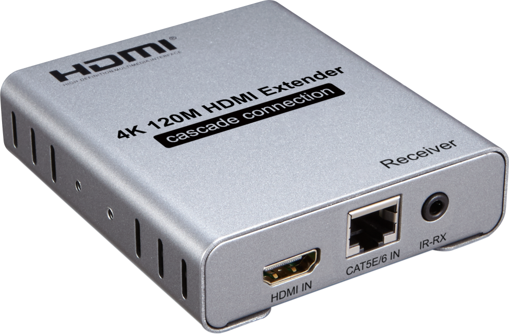 Extensor HDMI 120m (4Kx2K@30) sobre 1 cabo Cat6 (Tx+Rx).