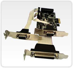 Placa PCIe 2 seriais RS232 (DB9M) + 1 paralela (DB25F) - Slim 80mm